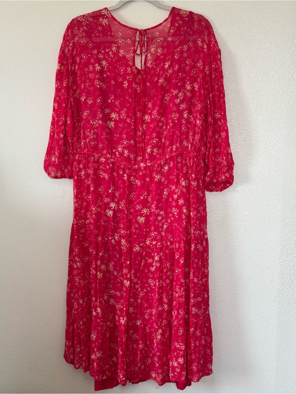 Free People Wallflower Midi Dress Raspberry Pink Floral Tiered Cottage XS $148 - Picture 5 of 13